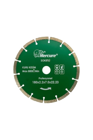 Mercure Beton Taş Seramik Kesme Soketli Elmas Testere 180 Mm