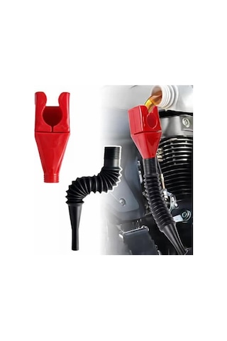 Katlanabilir Plastik Motor Yağ Hunisi, Esnek Hortumlu, Araba Ve Motorsikletler İçin, Kırmızı Ve Siyah