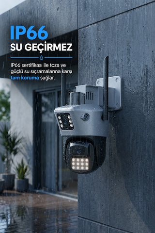 Viva Ics-223 6mp Çift Lensli Wifi Akıllı Güvenlik Kamerası 3mp+3mp Ptz Ip66 Su Geçirmez Gece Görüşlü Aı Takip