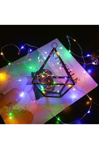 Vkemall 5m 50 Led Renkli Bakır Tel Dekoratif Işık, 8 Fonksiyonlu Kumandalı Usb Şarjlı Yıldız Işık Zinciri Çok Renkli