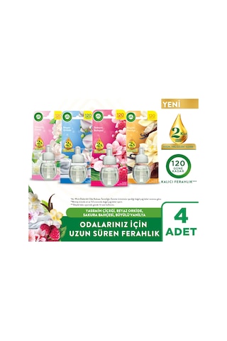 Elektrikli Oda Kokusu Yedek Yasemin Çiçeği + Beyaz Orkide + Sakura Bahçesi + Vanilya Büyüsü 4x19 Ml Karışık