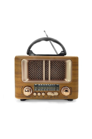 Küçük Mini Boy Retro Ahşap Tasarım Bluetooth Hoparlörlü Radyo - Fm/am Destekli, Şarjlı Ve Taşınabilir Radyo Ns-8108 5250 80142202