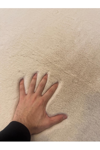 Aries Home Tavşan Tüyü Taş Yumuşak Makinada Yıkanabilir Kaymaz Kalın Dekoratif Post Halı