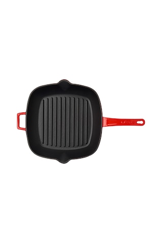 Lava Döküm Izgara Tava Metal Saplı 26 x 26 CM Kırmızı