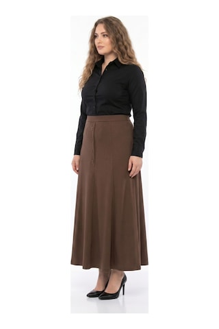 Nazal Kadın Kumaş Etek Lastikli Kemer Balık Model Bgl-st05512 Açık Kahverengi