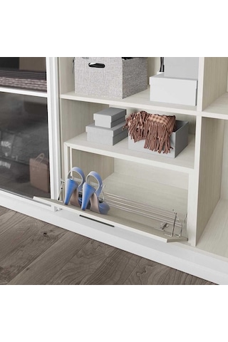 Starax Tek Raflı Kapağa Monte Ayakkabılık Modül 80cm Krom S-6133-c Çok Renkli