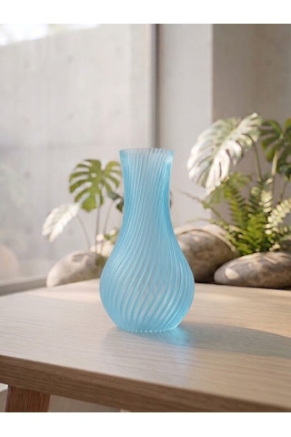 Dekoratif Vazo, 15 Cm, 3d Baskı Açık Mavi