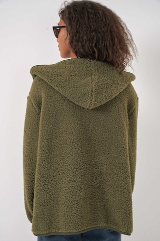 Gabria Kapüşonlu Fermuarlı Hırka Haki