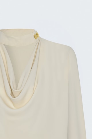 Sateen Degaje Yaka Bluz - Bej-137832