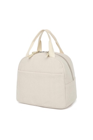 Dianziye Kadınlar Ve Kızlar İçin Korduroy Isı Yalıtımlı Yemek Çantası - Tekrarlı Kullanım, Isı/soguk Tutma, Okul-piknik-iş Uygun, Bej Renk