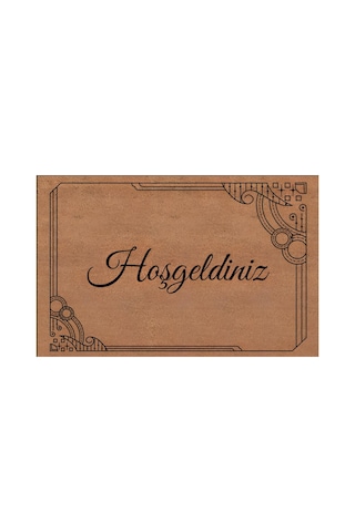 Kapı Önü Paspası Kaymaz Ağır Tabanlı Hoş Geldiniz Dekorlu Desen Dekoratif , Kolay Temizlenir 45x70 Cm Kod T8 Kahverengi