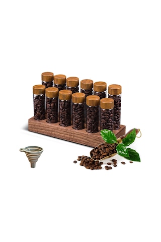 12 Adet Tek Doz Kahve Çekirdeği Depolama Tüpleri Borosilikat Kahverengi Kahverengi