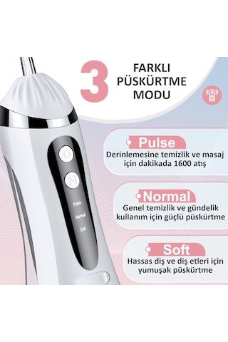 Valkyrie Şarj Edilebilir Diş Protez Bakım Ağız Duşu 4 Başlıklı Taşınabilir 1. Kalite Beyaz