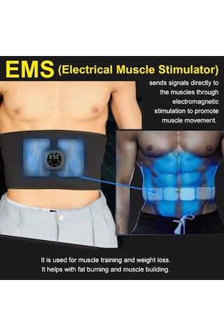 Leezsing Akıllı Unisex Usb Şarj Edilebilir Ems Fitness Eğitmeni Kemer Led Ekran Elektrikli Kas Stimülatörü Karın Kası Etiketi Ev Kas Eğitim Cihazı-83 Çok Renkli