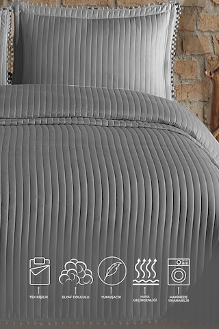 Elart Florita Yatak Örtüsü Seti Tek Kişilik 180x240 Cm Gri Gri