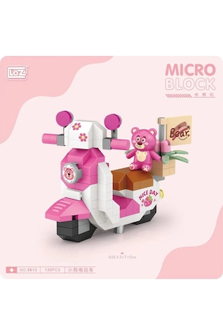 Loz Pembe Motorsiklet Mini Blok Seti 130 Parça