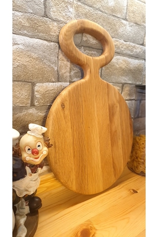 Ahşap Saplı Yuvarlak Pizza Sunum Kesme Tahtası