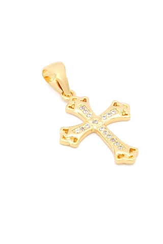 Altın Kaplama Zirkon Taşlı Haç Model Kolye Ucu Tgr-714 Altın