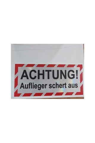 Almanca Reflektör Achtung Etiket