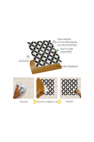Tink KENDİNDEN YAPIŞKANLI YUVARLAK RETRO DESENLİ PVC KARO 30X30