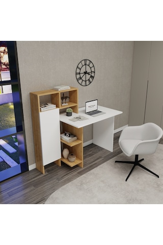 Arnetti Buğra Dolaplı Çalışma Masası Safirmeşe Beyaz Safirmeşe - Beyaz