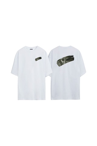 Thewert Unisex The Alien Inside Ön Arka Baskılı Beyaz Oversize T-shirt