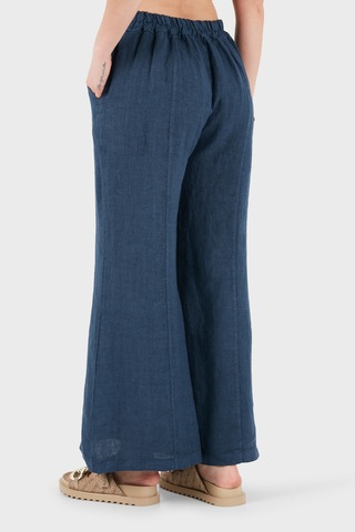 Via Dante % 100 Keten Relaxed Fit Brode İşlemeli Pantolon Bayan Pantolon 69912211 İndigo