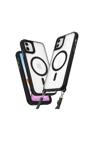 Apple  Uyumlu  iPhone 12 Kılıf Enka Magsafe Silikon Kılıf Siyah