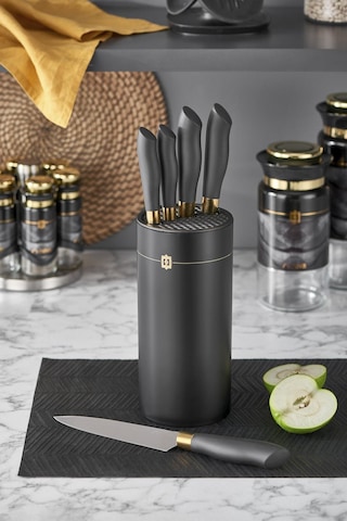 Neva N3294 Marble Plus Silindir 6 Lı Bıçak Seti Siyah