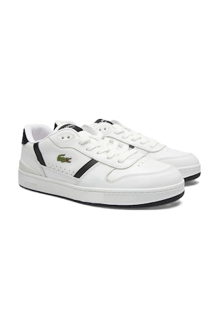Lacoste T-clip 225 8 Sma Leather Mens Sneaker Hakiki Deri Günlük Spor Ayakkabı Beyaz Siyah Beyaz-siyah