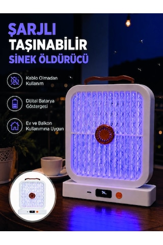 Mey İthalat Taşınabilir Şarjlı Sivrisinek Öldürücü 365nm Uv Işıklı Beyaz Model
