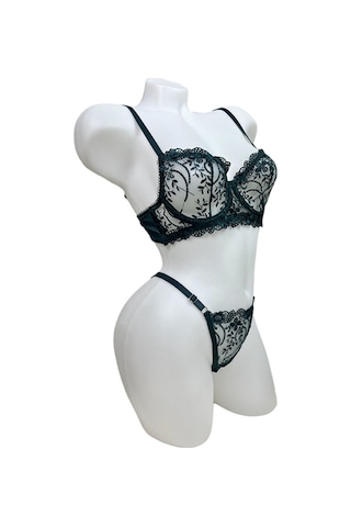 Yeşil Balenli Dantelli Sütyen Takımı - 11-1001 Yeşil