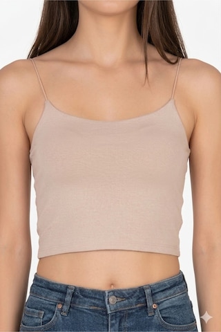 Lirona Kadın Tencel Modal Kumaş İnce İp Askılı Crop Top Body 3'lü Paket Bej