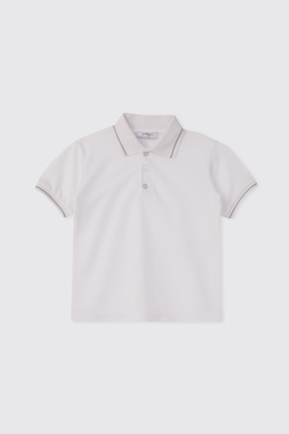 Panço Erkek Çocuk Yakalı T-shirt Beyaz