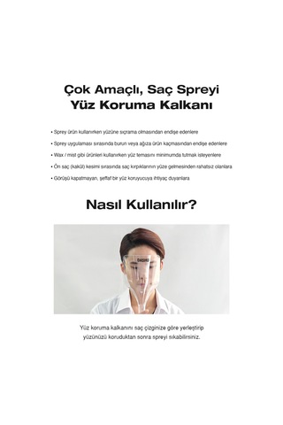 Çok Amaçlı, Saç Spreyi Yüz Koruma Kalkanı Dashu Face Cover See-through