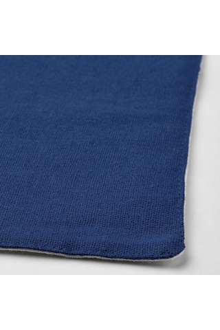 6 Adet Amerikan Servis, Çift Taraflı Meridyendukkan Beyaz-koyu Mavi Renk Puantiye Model 45x35 Cm Pamuk-jüt Beyaz