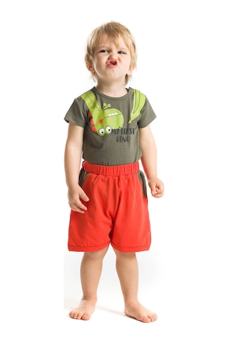 Denokids Denokids Baby Tersten Dino Takım Kırmızı - Yeşil