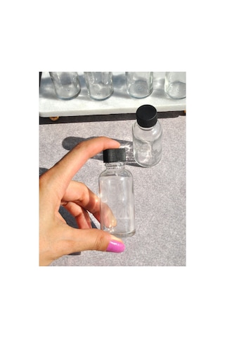 6 Adet 30 Ml Siyah Kapaklı Mini Cam Şişe Kolonya Söz Nişan Hediyelik Şişesi