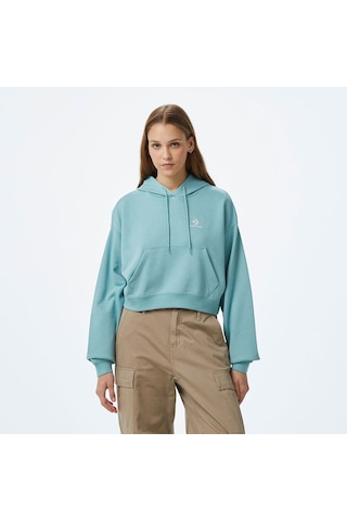 Converse Chuck Taylor Boxy Kadın Mavi Kapüşonlu Sweatshirt Mavi