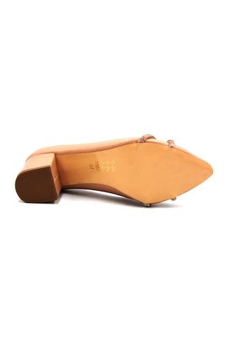 Prego Oc Shoes Kalın Topuklu Taş Biye Desenlik Kadın Ayakkabı Nut NUT