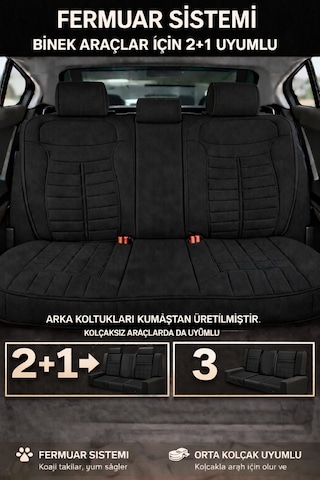 Skoda Rapid 2012 Ve Sonrası Uyumlu Mira Serisi Siyah 5'li Oto Koltuk Minderi