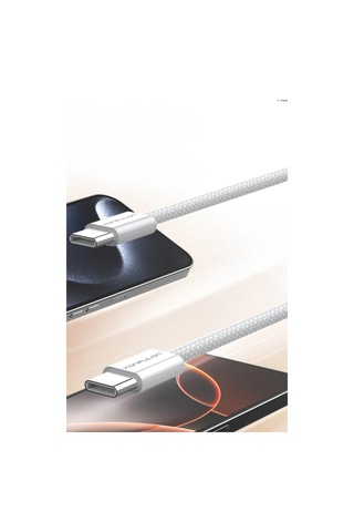 Dc130 2m 60w Type-c To Type-c Örgülü Hızlı Şarj Kablosu - Beyaz 1