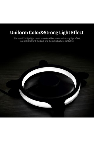 Jeehugo Jonsbo Eclipse Plus Beyaz 12cm Kasa Fanı, Led Işıklı, Hidrolik Rulman, 3pin+4pin Bağlantı, 1500rpm, 38.5cfm, 24db Siyah - Beyaz