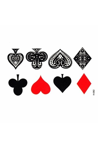 Geçici Dövme Renkli Iskambil Sembol Kupa Maça Joker Su Geçirmez Tattoo