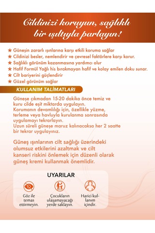 Güneş Koruyucu Krem Spf 50 Argan Yağı 50ml