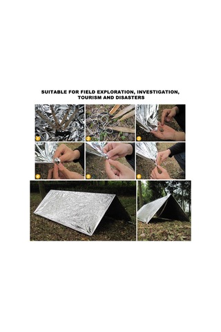 Moveevo Gümüş Yansıtıcı Acil Çadır - Isı Saklama, Rüzgar Ve Yağmurlardan Koruma - Taşınabilir Dış Mekan İhtiyaçları Diğer