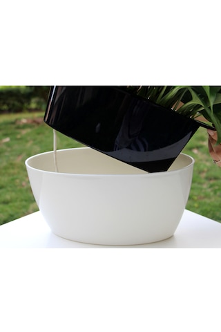 Kendinden Sulamalı Parlak Oval Akıllı Saksı Büyük Boy 29 X 14 X 15 Cm