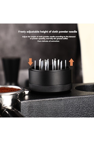 Symbee Düzenleyici Dönen Kahve Tozu Dağıtıcı, Topaklanmayı Giderir, İçim Kalitesini Artırır, 51mm Siyah İğne Siyah