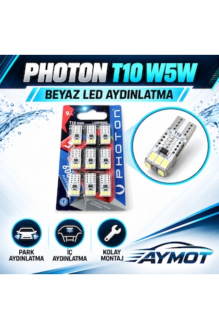 Photon T10 W5w 12v 10 Smd Beyaz Led Ampul 9 Lu Ekonomik Paket -