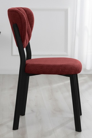 Nemeron Mutfak Sandalyesi Keten Kumaş Metal Sandalye Silinebilir Kafe Salon Sandalyesi - Kırmızı Kırmızı